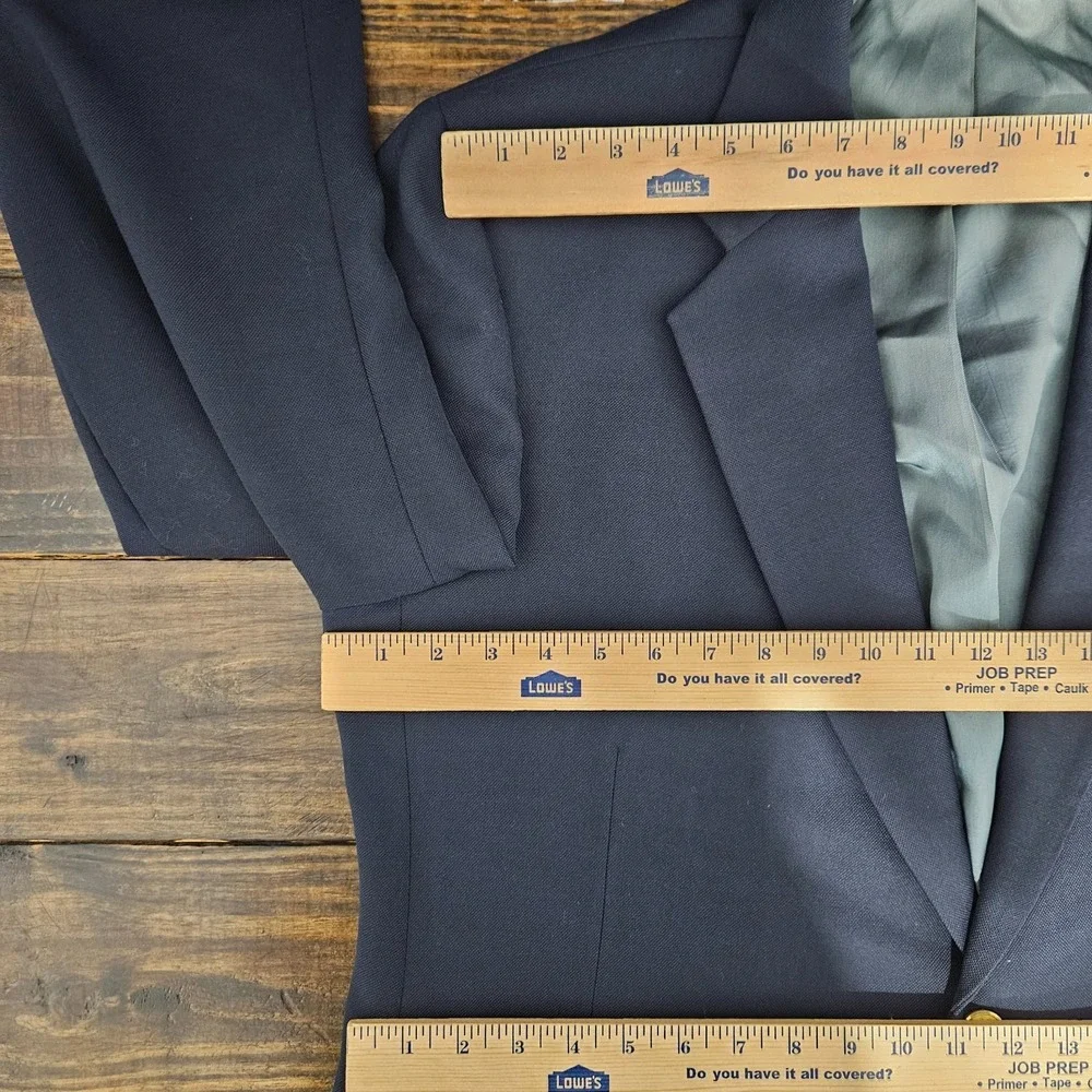 VTG Stafford Men's Sport Coat Blazer Two Button Navy Polyester Wool‎ 46L